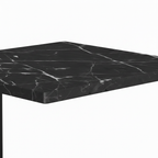 Close-up of the black marble tabletop and white veining on the Nyselle Marble End Table