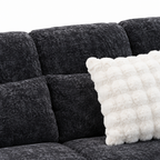 Dovaire Sofa charcoal fabric back cushion and white textured pillow detail