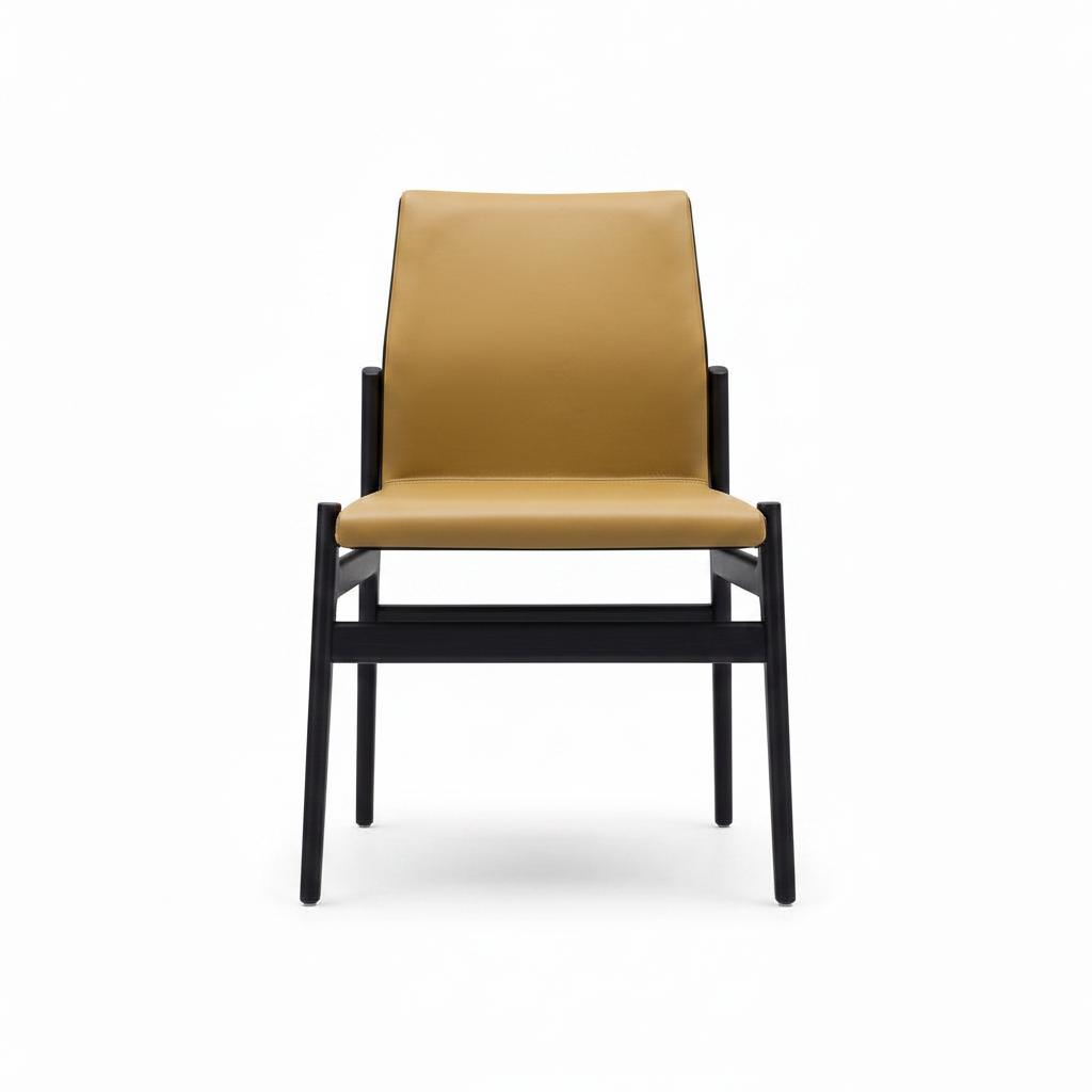 Kensington Dining Chair ash wood and upholstered chair, straight front view