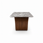 Auremont Marble Dining Table shown in a true 90-degree end-on profile