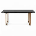 Sorelian Dining Table in ash wood, straight front view on white background