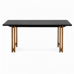 Sorelian Dining Table in ash wood, straight front view on white background