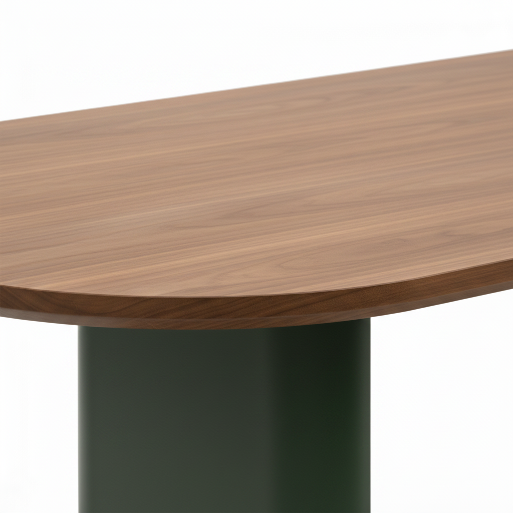 Close-up of Lumeran Dining Table ash wood tabletop edge and grain