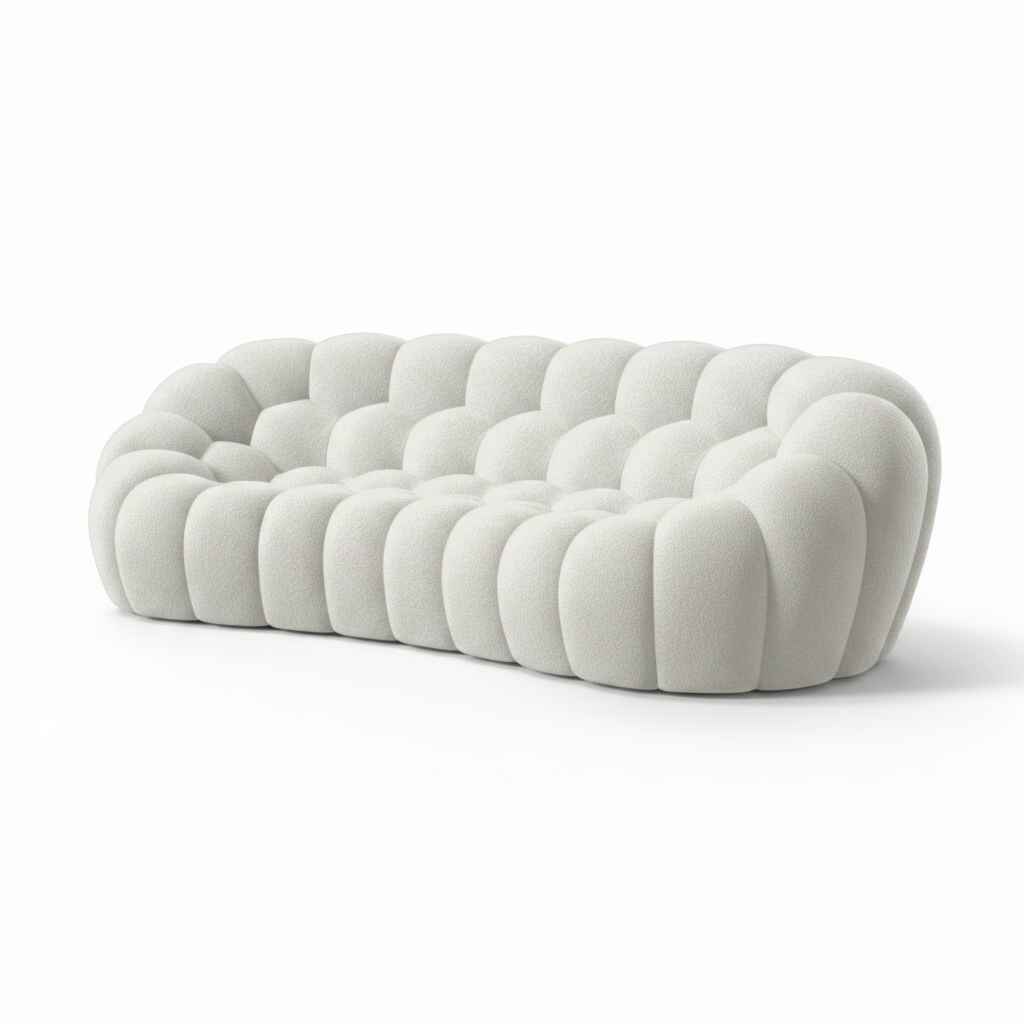 Cielmont Sofa cream fabric left front 45 degree view