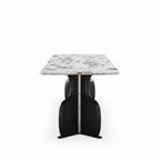 Elysian Marble Dining Table 90-degree side view with two separated legs