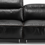 Cormaro Sofa black leather seat cushion and center seam detail