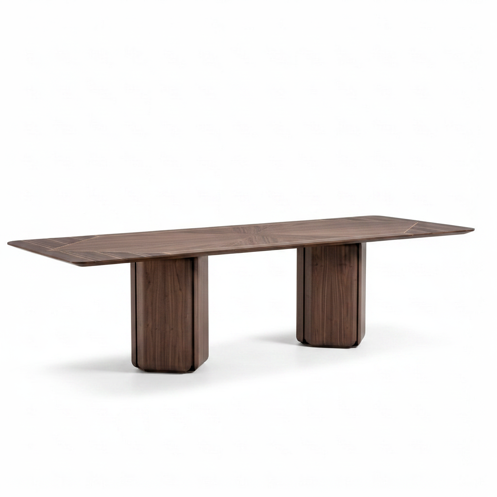 Marlowe Marble Dining Table in a 45-degree three-quarter view on a white background