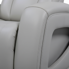 Kensaire Leather Sofa Set light gray leather open arm and seam detail