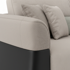Jasvane Loveseat beige arm and black lower panel detail