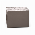 Luscaris End Table marble top, cabinet depth, and side panel, right side view