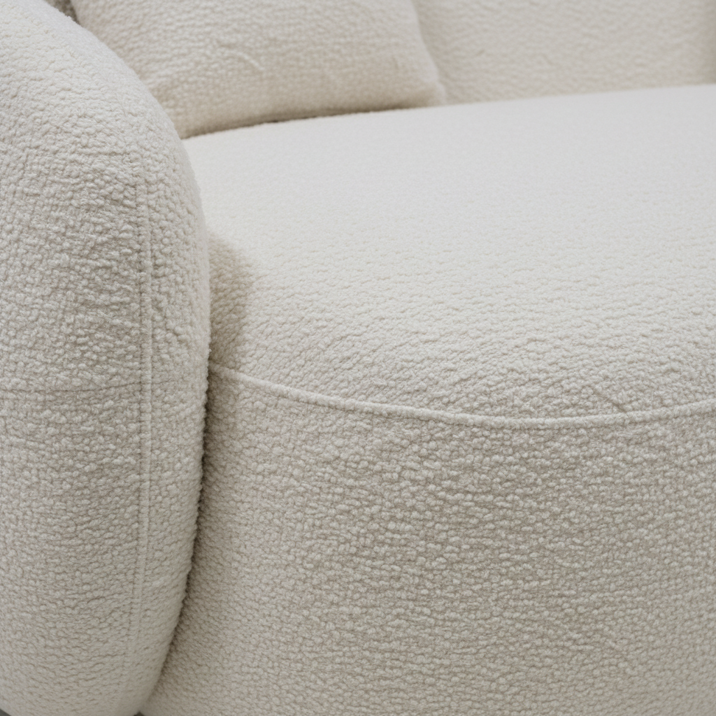 Franchet Sofa cream fabric arm and seat seam detail