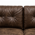 Wistere Sofa brown upholstered tufted backrest button and seam detail