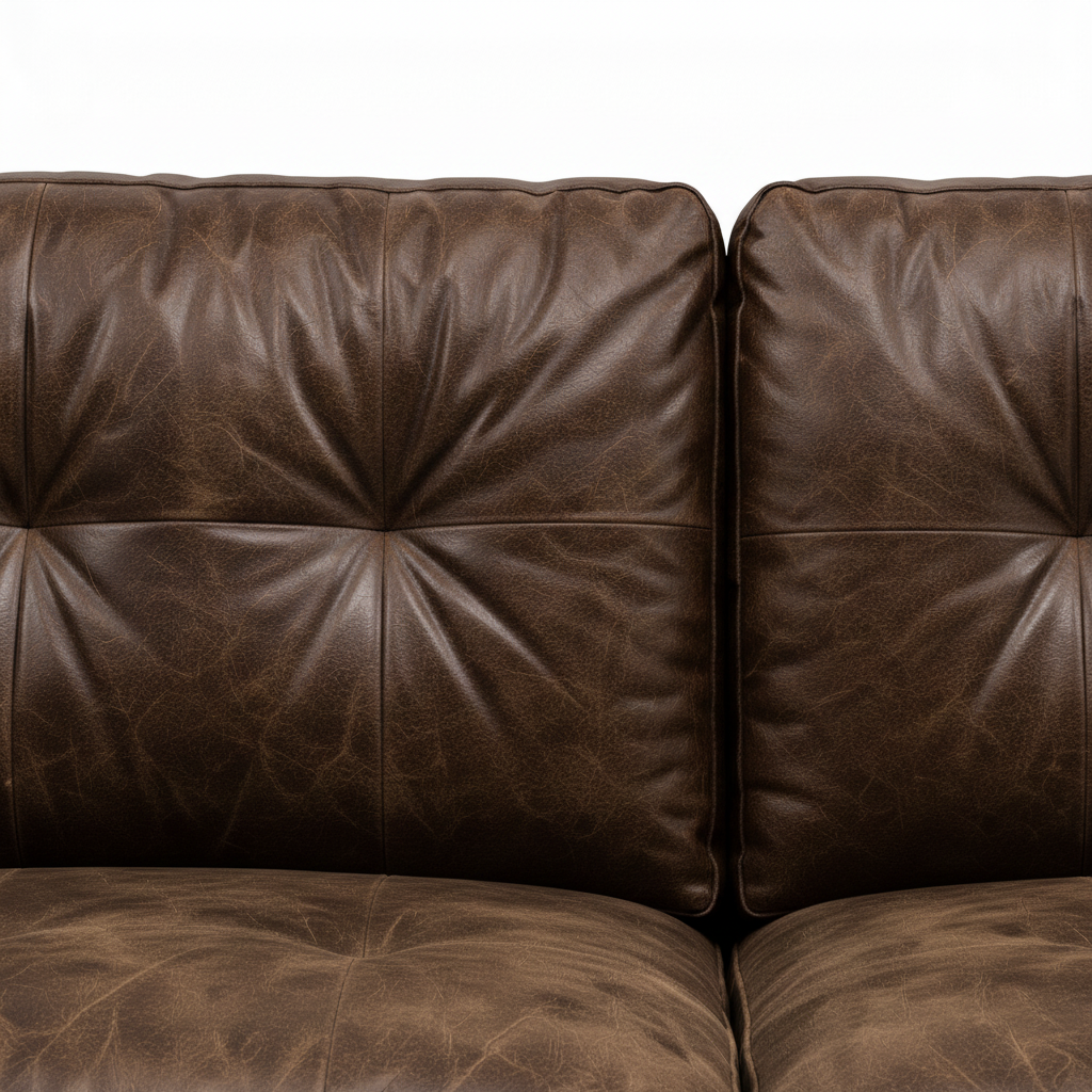 Wistere Sofa brown upholstered tufted backrest button and seam detail