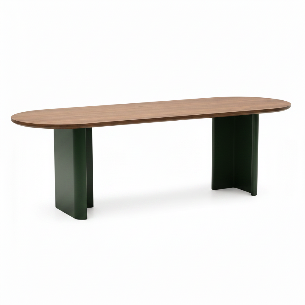 Lumeran Dining Table in ash wood, front-right 45-degree view on white background