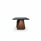 Meridian Marble Dining Table in a 90-degree side profile on a white background