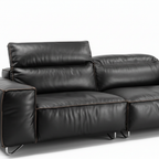 Cormaro Sofa black leather backrest cushion and seam close-up