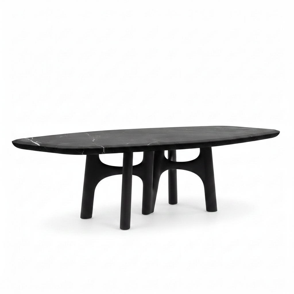 Monceau Marble Dining Table in a 45-degree three-quarter view on a white background