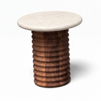 Left 45-degree view of the natural stone Pavero End Table