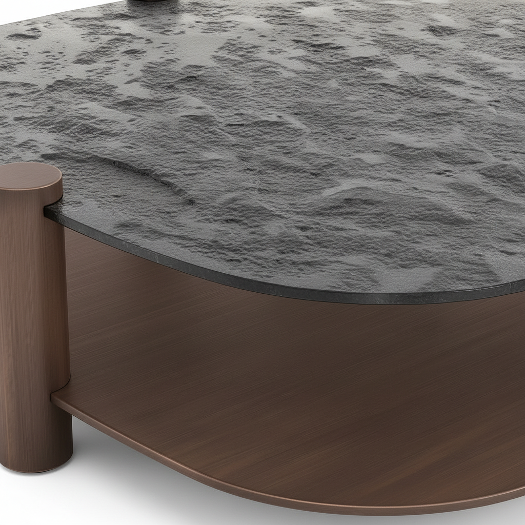 Gavorin Coffee Table textured glass tabletop and rounded edge detail