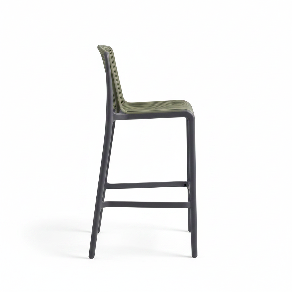 Bravelle Bar Stool on a white background, full side profile showing the complete silhouette