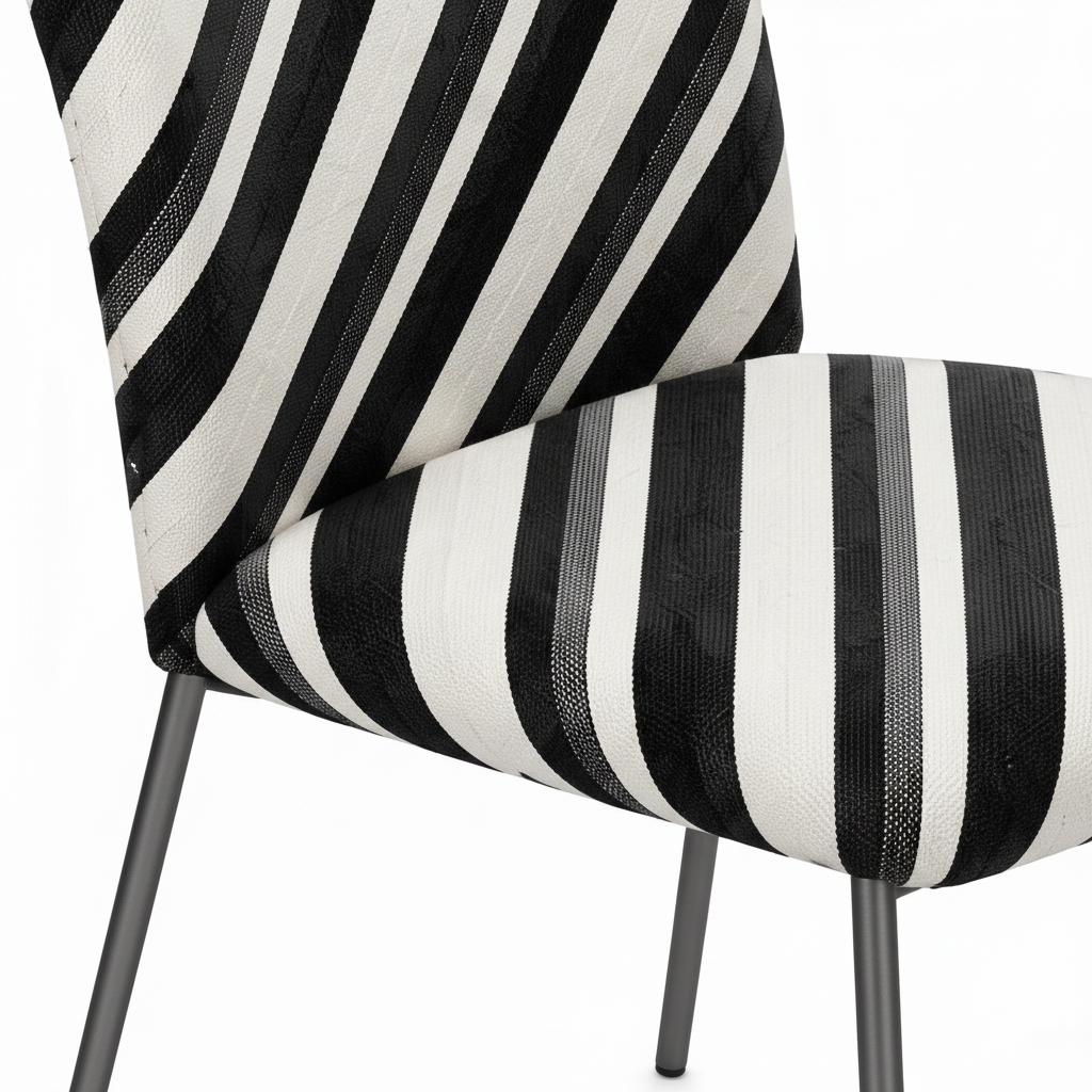Adorienne Dining Chair striped upholstery seat and backrest detail