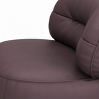 Gavelle leather accent chair deep grayish mauve brown leather texture and stitching detail on white background