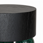 Close-up of the black natural-wood veneer grain on the Illyra End Table