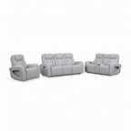 Kensaire Leather Sofa Set light gray leather right front 45 degree view one