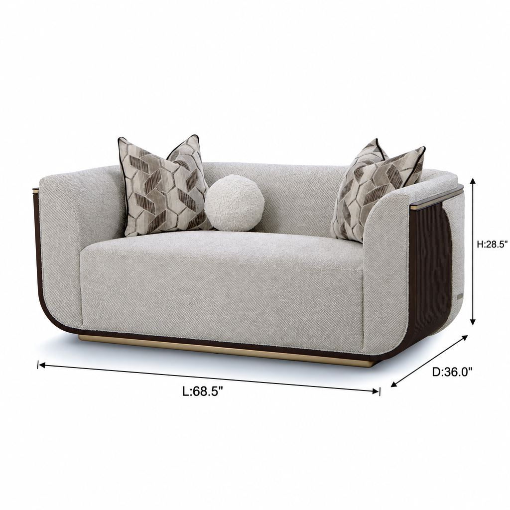 West Kensington Loveseat dimensions: 68.5 inch length, 36 inch depth and 28.5 inch height