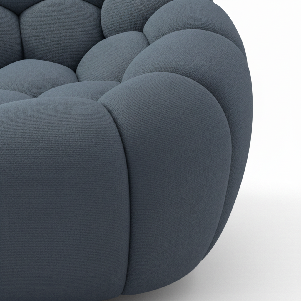 Cielmont Sofa dark gray rounded arm and seat detail