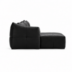 Selvano Sofa black leather true side profile on a white background