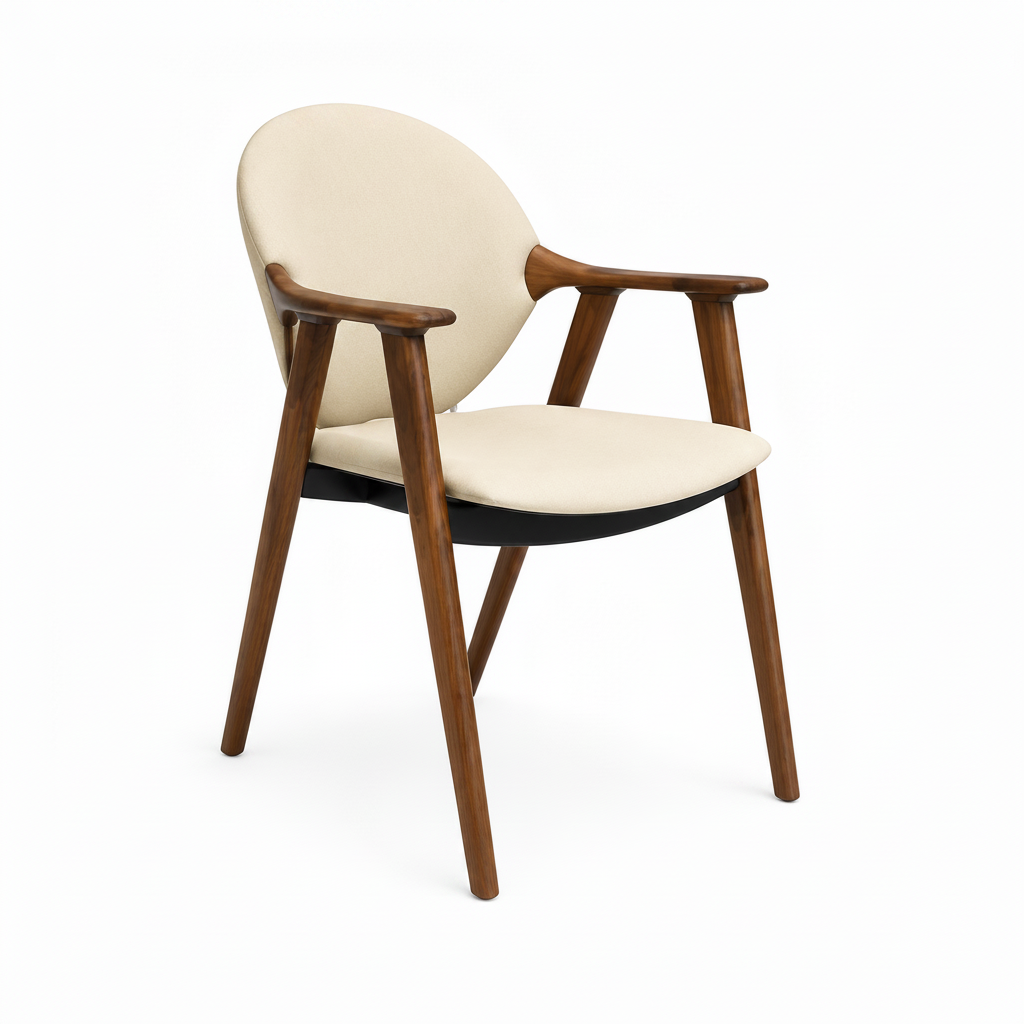 Desiree Dining Chair ash wood upholstered chair, 45-degree front view