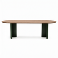 Lumeran Dining Table in ash wood, straight front view on white background