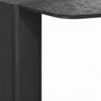 Close-up of the black side support and C-shaped junction on the Zavelle End Table