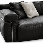 Waverly Leather Sofa seat cushion and pillow leather texture detail close-up