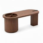 Varnelle Coffee Table in walnut wood, three-quarter view