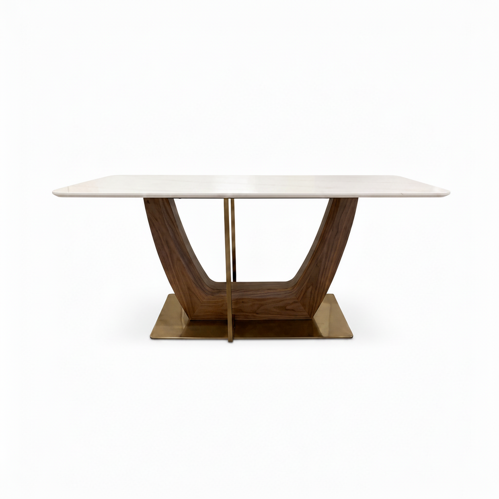 Celestine Marble Dining Table white background front view