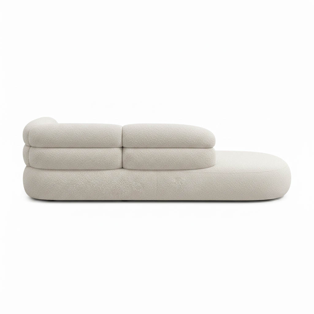Side profile of the Wynmere fabric sectional sofa showing armrest, seat height and backrest silhouette on a white background.