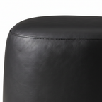 Gavelle stool black leather grain, padded top and stitched seam close-up