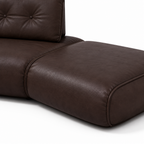 Ovelisse Leather Sofa curved chaise seat leather texture detail close-up