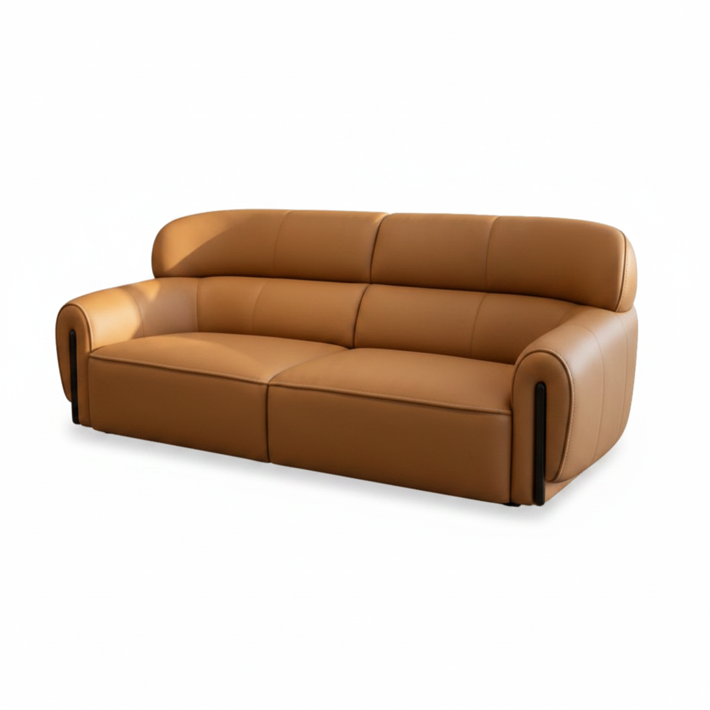 Left-front 45-degree view of the Mavero Leather Sofa