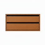 Vascelle Chest in solid wood with two handle-free drawers, straight front view.