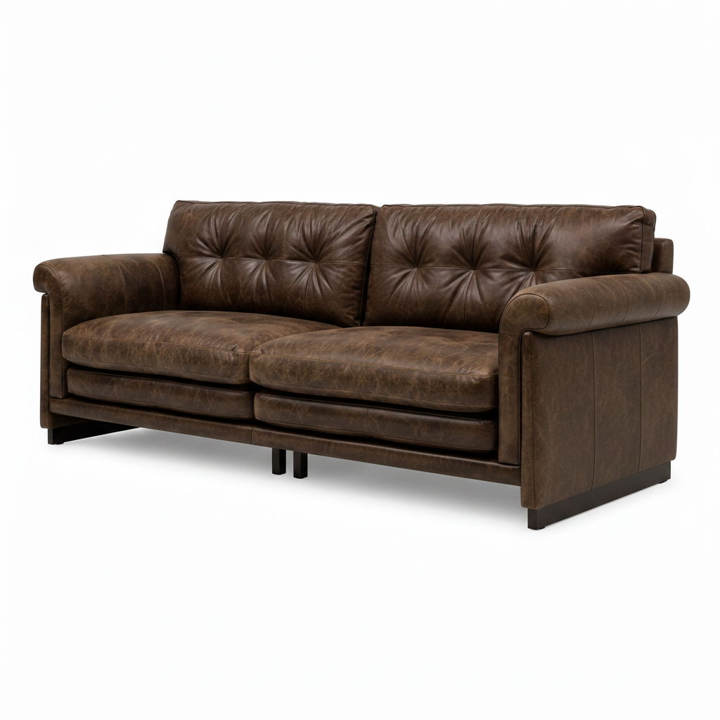 Wistere Sofa brown upholstered right front 45 degree view one