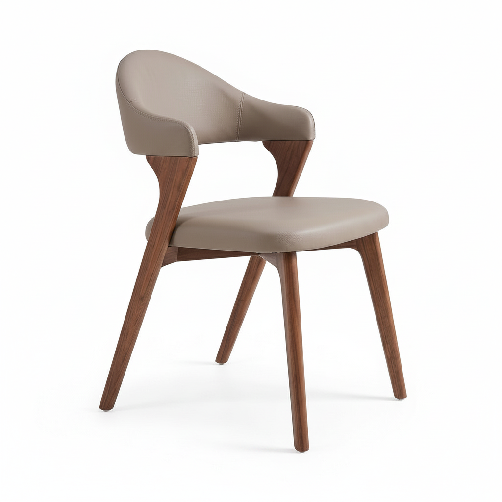 Odette Dining Chair ash wood upholstered chair, 45-degree front view