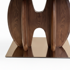 Neroli Marble Dining Table close-up wood base and floor plate detail