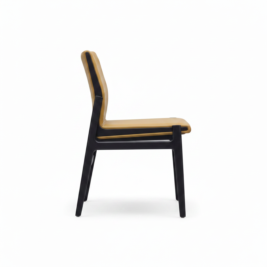 Kensington Dining Chair ash wood and upholstered chair, 90-degree side view