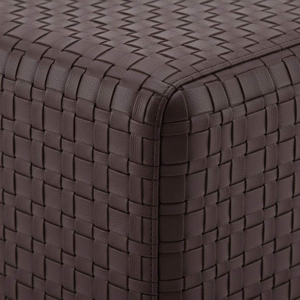 Close-up of the dark woven upholstery on the Drevane Stool
