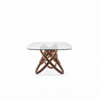 Elaris Glass Dining Table shown in a true 90-degree end-on profile