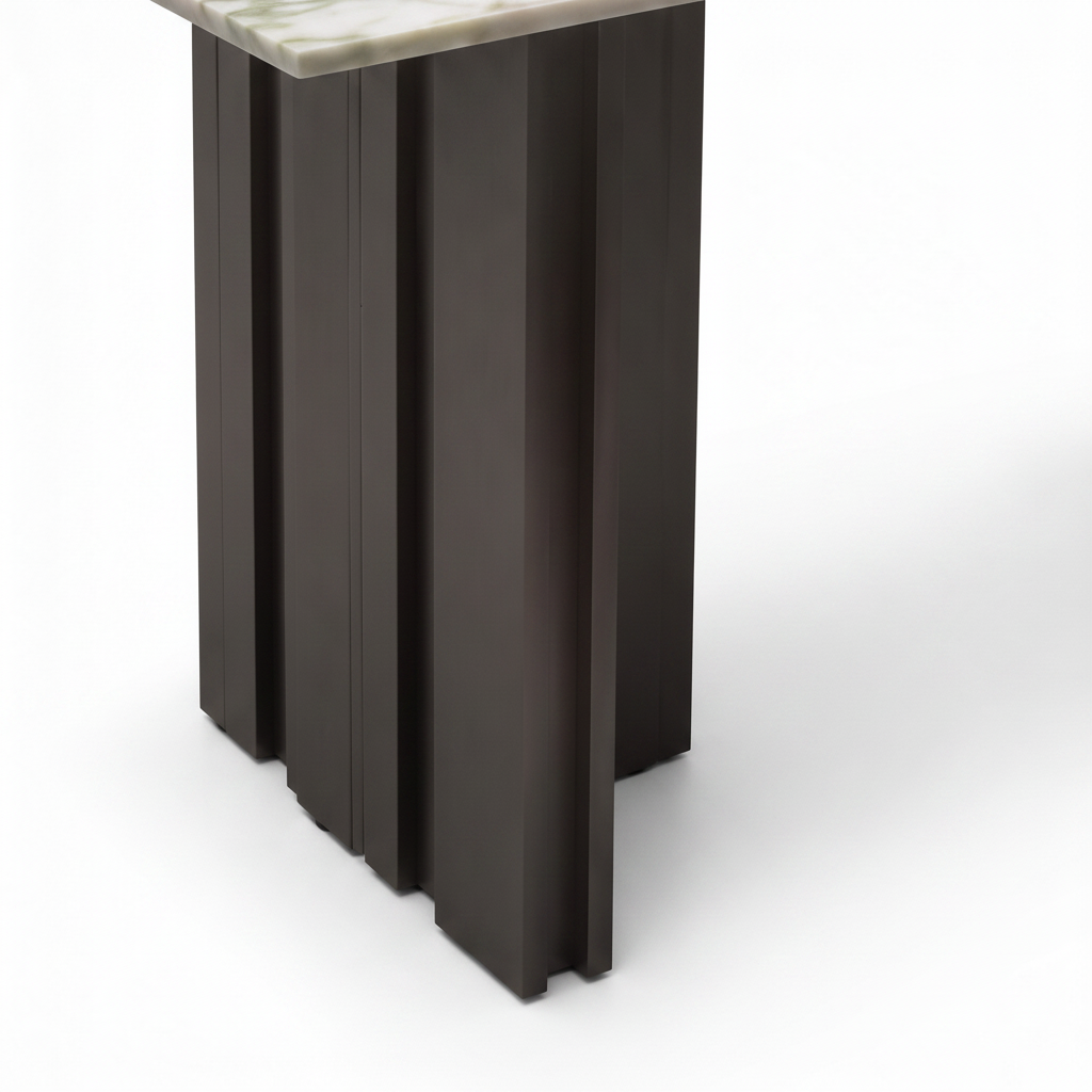 Corvane dining table dark fluted leg and support detail