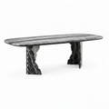 Lunessa Dining Table in marble, front-right 45-degree view on white background
